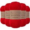 Utopia Crafts Re-Cotton Filato DK, 5x100g 750m, 80% Cotone Riciclato 20% Poliestere Riciclato, Certificato OEKO-TEX, Maglia e Uncinetto, Berretto, Sciarpa, Cardigan, Amigurumi, Scarlatto