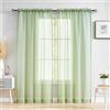 MYSTIC-HOME Tende Trasparenti Verde Salvia Lunghe 84 Pollici, Tende Trasparenti con Tasca per Stelo, 2 Pannelli, 52 x84, trattamenti per finestre in Voile Semi Piegato per Cortile, Patio