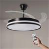 M mimotec - Ventilatore da soffitto con luce LED Cami nera, telecomando, motore DC, 6 velocità, silenzioso, pale retrattili, funzione estate-inverno, timer, CCT