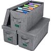 T WaveTree - Contenitore per CD con coperchio, confezione da 3, resistente, con etichette, 37 x 14,5 x 15,5 cm, per riporre fino a 95 CD e 579 dischi, colore: grigio