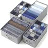 edihome, Organizer Armadio con Divisori per Cassetti, Contenitori Salvaspazio per Vestiti e Jeans, Organizzatore Pieghevole per Magliette e Biancheria (Pack 3 unità - Senza Divisori - Grigio chiaro)