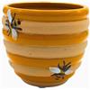 Dekohelden24 Vaso da fiori, vaso per piante, vaso per piante, vaso per api, vaso per miele, vaso effetto alveare, in ceramica, motivo: ape, giallo e beige, 12 x 12 x 10 cm (lunghezza x larghezza x