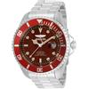 Invicta Pro Diver - Orologio da Uomo in Acciaio Inossidabile con Movimento Automatico - 47 mm, Argento/Rosso