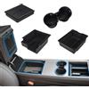 Dokeno 4 Accessori per Tesla Model 3 Y, Organizer per Console Centrale, Scatola di Immagazzinamento per Bracciolo, Scatola Portaoggetti Nascosta e Portabicchieri per Modello 3 Y 2021 2022 2023, Nero