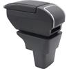 KAERGK Bracciolo Auto Compatibile con KIA STONIC Rio 3 2018-2024 | Vano Portaoggetti a Due Livelli, con Portabicchieri, Bracciolo Regolabile per Auto, Pelle PU, Linea Nera