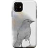 Perroquets numériques Custodia per iPhone 11 ritratto di uccello gatto grigio acquerello uccello