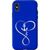 Anchor Heart Infinity Nautical Love Ocea Custodia per iPhone X/XS Anchor Heart Infinity Love Nautical Anchor Lover Donna Uomo