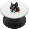 Frenchie Puppy Lover PS Frenchie Colorato Splatter Art Acquerello Dipinto PopSockets PopGrip Adesivo