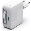 Hama Caricabatterie rapido 65 W GaN, 2 x USB-C con cavo retrattile integrato (70 cm), Power Delivery & Qualcomm Quick Charge 3.0, compatto, protezione corto-circuito, ideale per PC portatile