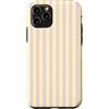 Y2K Retro Aesthetic Stripes Pattern Desi Custodia per iPhone 11 Pro Design estetico a righe vintage Y2K giallo burro rosa chiaro