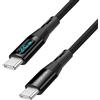 LogiLink Cavo di collegamento USB 2.0 tipo C (maschio/maschio), trasferimento dati 480 Mbit/s, PowerDelivery fino a 240 W, con display, rivestimento in nylon, colore: nero, lunghezza: 1 m