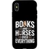 Equestrian Reading Horse Lover Bookworm Custodia per iPhone X/XS Libri E Cavalli Su Tutto Lettore