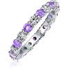 Bling Jewelry Anello Eternity Impilabile Con Zirconia Cubica Viola E Bianca Alternata Per Donne Simulato Ametista In Argento Sterling .925 Mese Di Nascita Febbraio