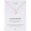 LUUK LIFESTYLE Collana con ciondolo Cerchio boho e acciaio inossidabile (50 cm), con carta HAPPINESS, idea regali donna, lei, compleanno, portafortuna, gioielli moderno, oro rosa