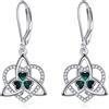 VONALA Orecchini pendenti in argento Sterling 925 con trifoglio celtico, Claddagh/San Patrizio, gioielli verdi irlandesi, regalo per donne