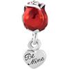 SBI Jewelry Charm da donna con rosa rossa e scritta Love You, compatibile con braccialetti Pandora, per coppie, familiari, amici, in argento, per compleanno e anniversario