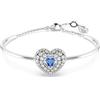 Swarovski Bracciale rigido Hyperbola, Cuore, Blu, Placcato rodio