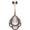 PIERCINGLINE Piercing per ombelico in acciaio chirurgico a banana, design orientale, oro rosa, oro, argento