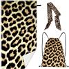 QuidToyzian Leopardo Asciugamani da Spiaggia Estivi - Set Regalo Spiaggia Telo Mare Microfibra Antisabbia 160x80cm con Borsa e Foulard,Asciugatura Rapida Salvaspazio con Elastico,per Donna Vacanze Piscina Sport