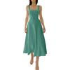 FEETT 2023 New Women's Summer Sexy Thick Straps Midi Dress, Casual High Waist Slim Fit Sleeveless Dress (Green,S)