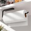 Niffgaff Porta rotolo di carta da cucina senza fori - Organizzatore da cucina per rotolo di carta, 31 cm, autoadesivo, alluminio, nero