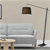 lux.pro Lampada da Terra con Paralume Pendente a Forma di Tronco di Cono in Tessuto Nero Piantana Nera Alta 185 cm