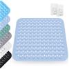 OUTALIZ Tappetino Doccia, 48 x 48 cm, Tappetino Vasca Antiscivolo con 2 Ganci, Antiscivolo Tappeto da Bagno Rettangolo con Ventose, Lavabile in Lavatrice, per Doccia, Sauna o Vasca da Bagno, Blu Chiaro