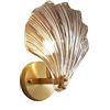 MZStech Lampada da Parete a Conchiglia Con Base in Ottone e Cristallo, Applique in Cristallo (Ambra)