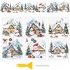 WANDIC 3 fogli UV DTF Cup Warp Christmas Snowman Hut Rub on Transfer Stickers, decalcomanie impermeabili per vetro, finestre, bottiglie, mobili, artigianato, 15 x 30 cm