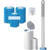 iAnomla Scopino Bagno WC, Spazzola per WC Monouso Set - 18 Ricariche con Profumo di Oceano, Manico Allungato e Supporto Adesivo Senza Trapano, Spazzola WC Accessori Bagno per Pulizia Profonda (oceano)