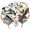 Morbuy Tovaglia Quadrata Antimacchia, Motivo Floreale Tovaglie Impermeabile Idrorepellente Tovaglia Giardino Copritavolo Lavabile per Decorative Cucina Compleanno Feste (120x120cm,Foglie Verdi)