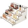 LEIMEND Espositore per Profumi in Legno Espositore a 5 Ripiani Smontabile Adatto per Bagno Camera da Letto e Soggiorno Espositore a Gradini (Bianco 30 x 27,5 x 19 CM)