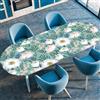 Surwin Tovaglia Ovale con Bordo Elastico, Antiscivolo Elastico Copritavolo Ovale Antimacchia Protezione Tavolo Casa Ristorante Sala da Pranzo Giardino -Stampa Pianta (Fiore di Peonia,122x173cm)