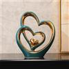 ODMYZG Statua in ceramica a doppio cuore,Elegante cuore per la decorazione,scultura decorativa per la casa,soggiorno,decorazione dell'ufficio,adatta come regalo.