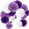 MAKFORT Pompon di carta di seta a forma di fiore, da appendere, da 15 cm, 25 cm, 30 cm, decorazione da matrimonio / festa di compleanno (Confezione da 15) Marino