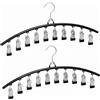 Eulihent Set di 2 Stendi Calze in Acciaio Inox Girevole Antivento con 10 Clip Stendibiancheria Girevole a 360° Gancio Antivento Asciugacapelli per Calze Intimo e Asciugamani Organizzatore Armadio