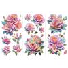 Peacoblue Sticker Trasferibile per Mobili Artigianali Decorativi 6X12 Colorate Fiori Tridimensionali, 3Pezzi Trasferimento DTF Impermeabile UV per Cassetti di Lingerie, Cassettiera, Vetro