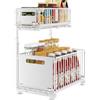 YunNasi Organizer Sottolavello Cucina Estraibile 2 Livelli Bianco 1 Pezzo | Regolabile in Altezza, Scorrevole Scaffale, Sottolavello Portaoggetti in Metallo, Portaoggetti Sotto il Lavello, Per Bagno