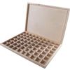 WooDeeDoo Scatola portaoggetti in legno di pino con 70 scomparti, sottile, organizer per gioielli, perline, cristalli, utensili da cucito, mini artigianato, legno grezzo, 37 x 26,5 x 3 cm