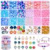 XULIERUX 625pcs Set Perline per Creazione Gioielli DIY Bambini Ragazze, braccialetti e collane fai da te, con conchiglie, perle e ciondoli, scatola perline colori pastello idea regalo