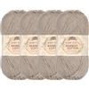BambooMN JubileeYarn Baby Gomitolo da 50 g di filo morbido in bambù e cotone, marrone (Sand cliff brown), 4 matasse