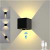 SURPALIG Applique da parete a batteria, luce con sensore di movimento da 12 W per interni, 6000 mAh, ricaricabile, 3 colori regolabili, lampada da parete a LED per soggiorno, camera da letto