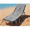 o-day Telo Mare con Angoli e Tasche 70x180cm - Asciugamano Mare Cotone Fouta 100% Per Lettino e Spiaggia (Tribale - Grigio Pietra)