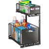 HUOLE Organizzatore da cucina, scaffale sotto lavello, portaoggetti per armadio, sotto lavabo, con cassetti, per cucina, bagno, 26,5 x 38 x 48,5 cm, colore nero