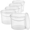 BenBow Secchio con coperchio 3l trasparente 5x 3 litri - sicuro per gli alimenti, stabile, ermetico - secchio di plastica con manico - vuoto