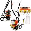 Generico Motozappa a scoppio 52cc 7 CV, Larghezza di lavoro 340 mm, Profondità 130 mm, Motocotivatore per Giardino, Orto e preparazione del terreno con Zappette Acciaio