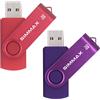 SIMMAX Chiavetta USB 2 pezzi 32GB Girevole Pendrive USB 2.0 Unità Memoria Flash (32GB Rosso Viola)