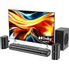 Hiwill Soundbar TV 300W su 4.1 Canali con Dolby Atmos, Sound Bar con Subwoofer, 2 Altoparlanti Surround Anteriori Cablati, Home Theater 3D, HDMI eARC, Bluetooth 5.3, Ottico, AUX, HiElite A41