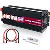 LVYUAN Convertitore 24 V 220 V 4000 W/8000 W inverter trasformatore con telecomando senza fili, 2 prese, 2 prese EU, due ventilatori integrati, 1 USB e schermo LCD