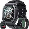 FITCXJX Smartwatch da uomo con funzione telefono, touch screen da 1,85 pollici, impermeabile fino a 5 ATM, orologio sportivo con monitoraggio della pressione sanguigna, frequenza cardiaca, contapassi, 24